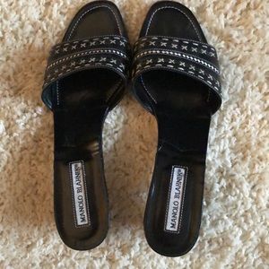 Pre owned Manolo Blahnik black open toe sandals